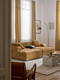 Stella Modüler Köşe Kanepe - Şönil Döşemeli, 3 Kişilik-Köşe Koltuk-Innature Home-Sağ Köşe-Beyaz - Bej-NowShopFun