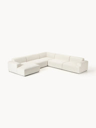 Stella Yumuşak Oturumlu Modüler Köşe Kanepe, Şönil, 5-6 Kişilik-Köşe Koltuk-Innature Home-Şönil - Kırık Beyaz-Sağ-NowShopFun