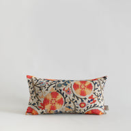 Suzani Desenli Keten Yastık Kılıfı-Kırlent Kılıfı-La Casa Antica-26x50cm-Krem-NowShopFun