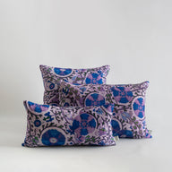 Suzani Desenli Keten Yastık Kılıfı-Kırlent Kılıfı-La Casa Antica-26x50cm-Mor-NowShopFun