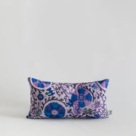 Suzani Desenli Keten Yastık Kılıfı-Kırlent Kılıfı-La Casa Antica-26x50cm-Mor-NowShopFun