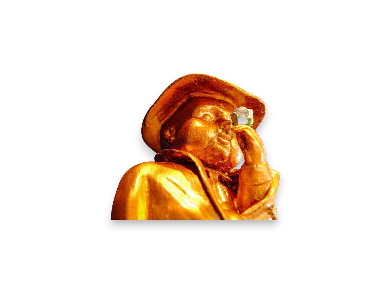 Takım Elbiseli Bronz Figür Şapkalı Lüks Polyester Heykel