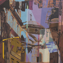 Tarlabaşı Intersections #01 Tablo-Tablo-The Clique Artworks-70 x 100 cm/27,6 x 39,4 in-Tuval üzerine akrilik ve yağlı boya-NowShopFun