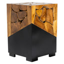 Teak Siyah Metal Kare Form Yan Sehpa