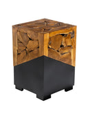 Teak Siyah Metal Kare Form Yan Sehpa