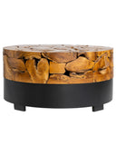 Teak Siyah Metal Yuvarlak Form Orta Sehpa