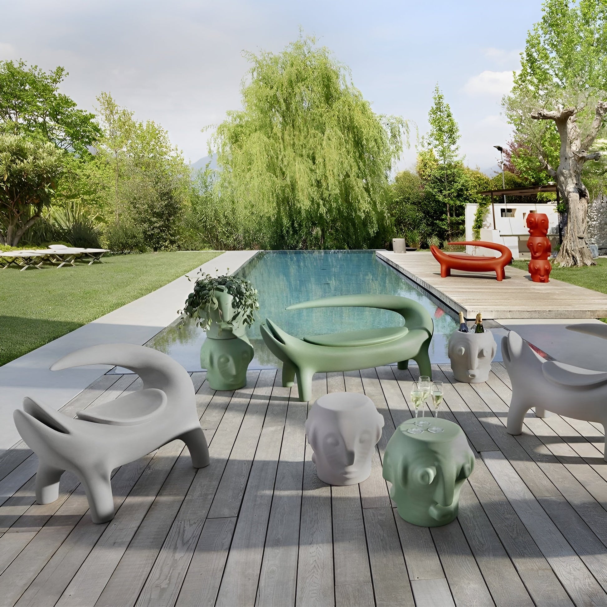 Threebu Leylak Yeşili Tabure