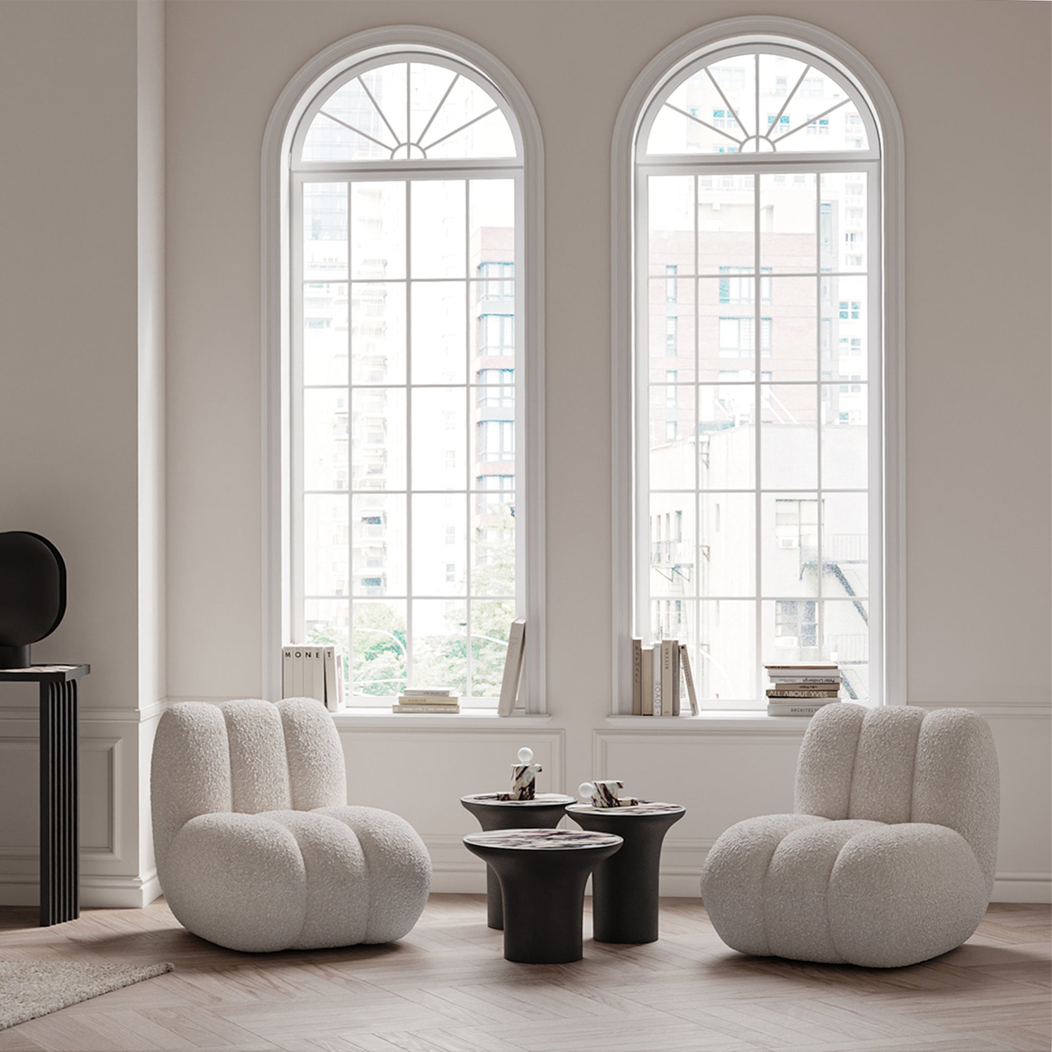 Toe Beyaz Bukle Kolsuz Kumaş Koltuk