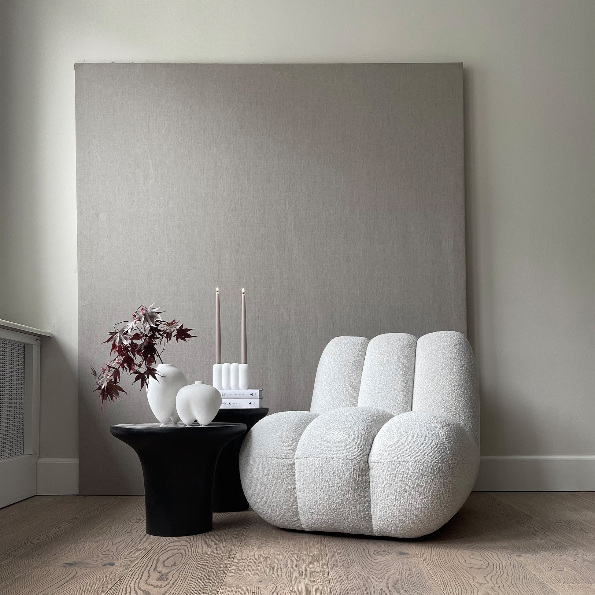 Toe Beyaz Bukle Kolsuz Kumaş Koltuk