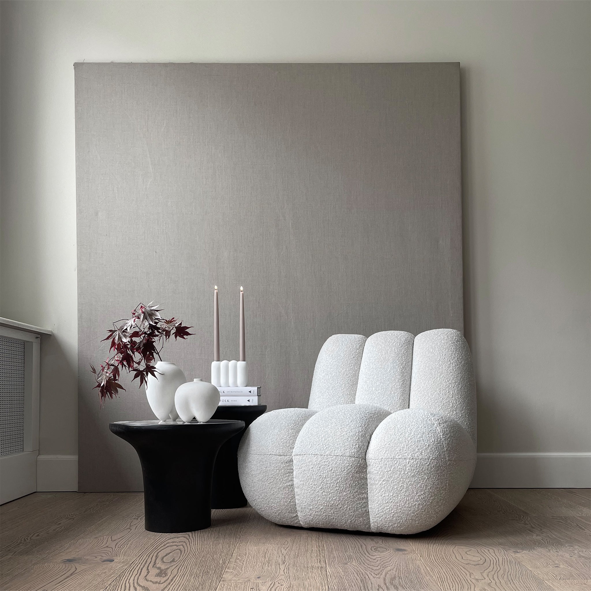 Toe Beyaz Bukle Kolsuz Kumaş Koltuk