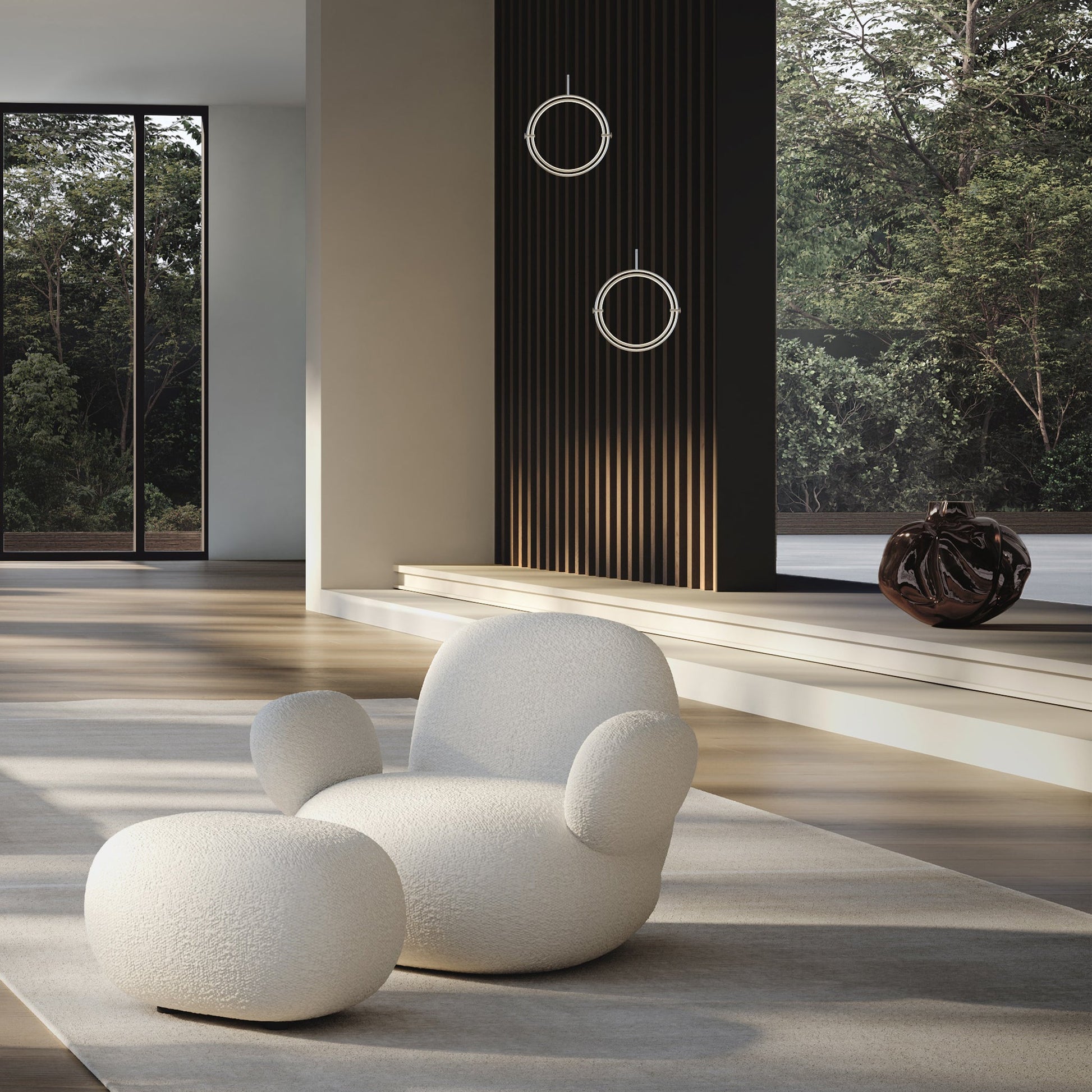 Toe Flat Beyaz Bukle Kollu Kumaş Tekli Koltuk