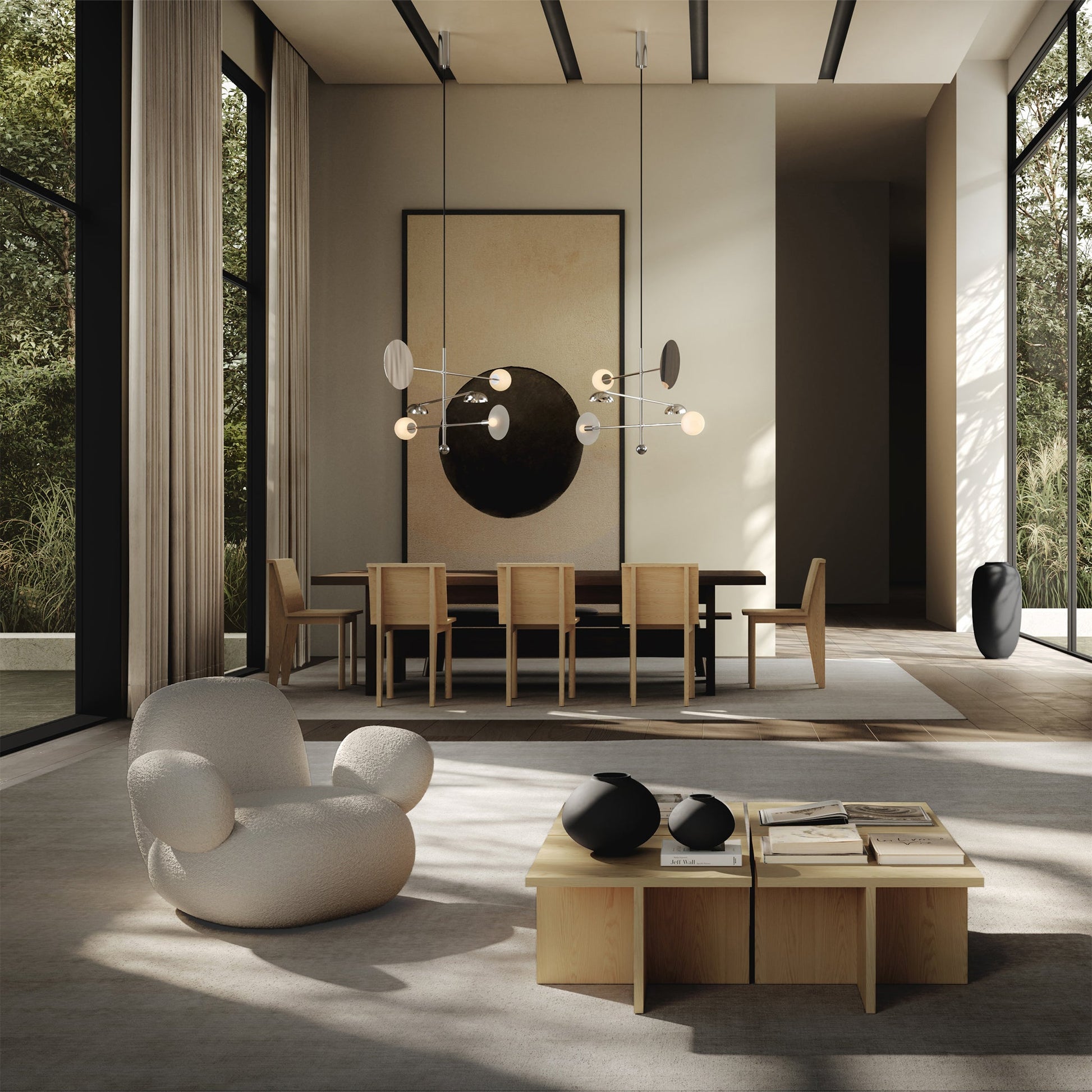 Toe Flat Beyaz Bukle Kollu Kumaş Tekli Koltuk