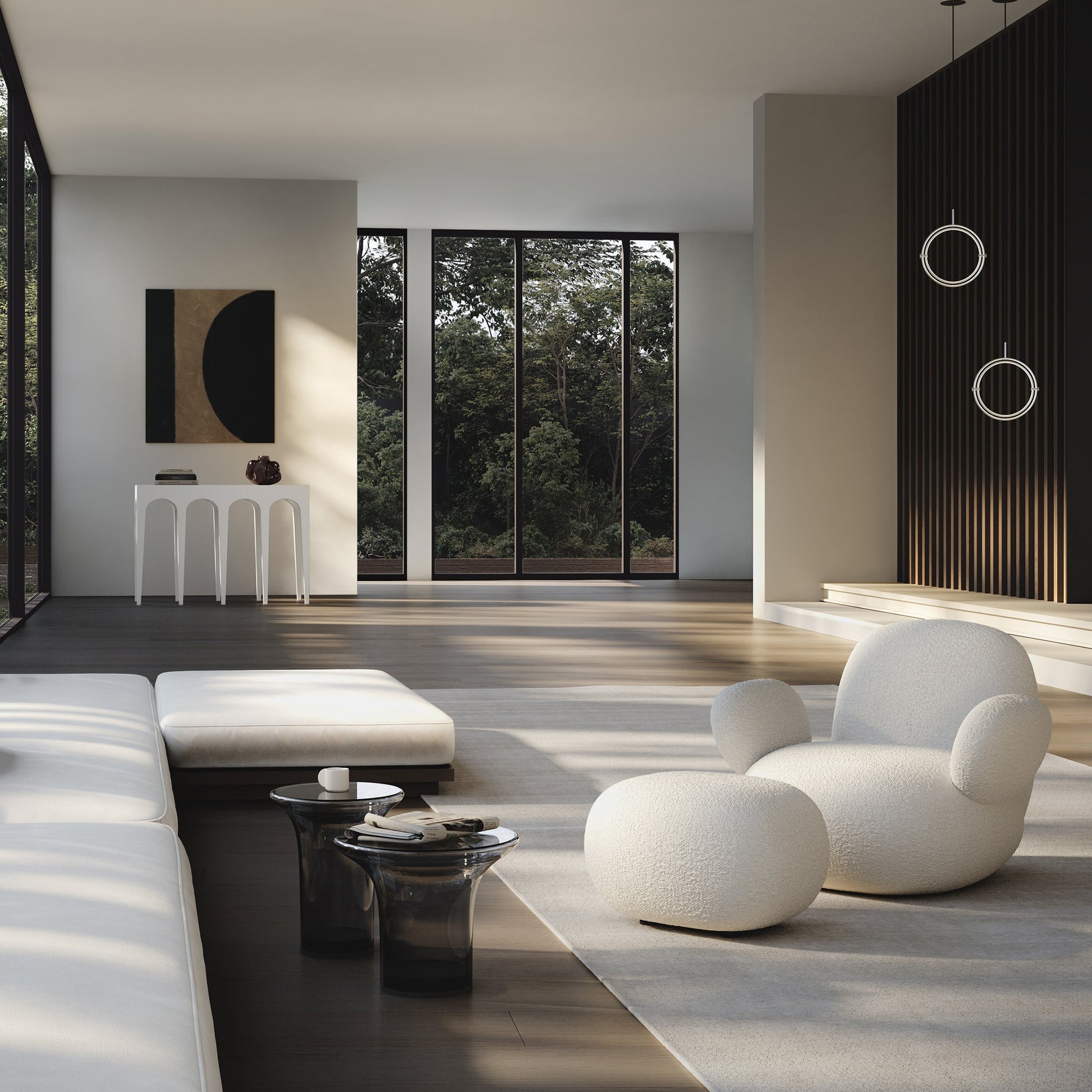 Toe Flat Beyaz Bukle Kollu Kumaş Tekli Koltuk