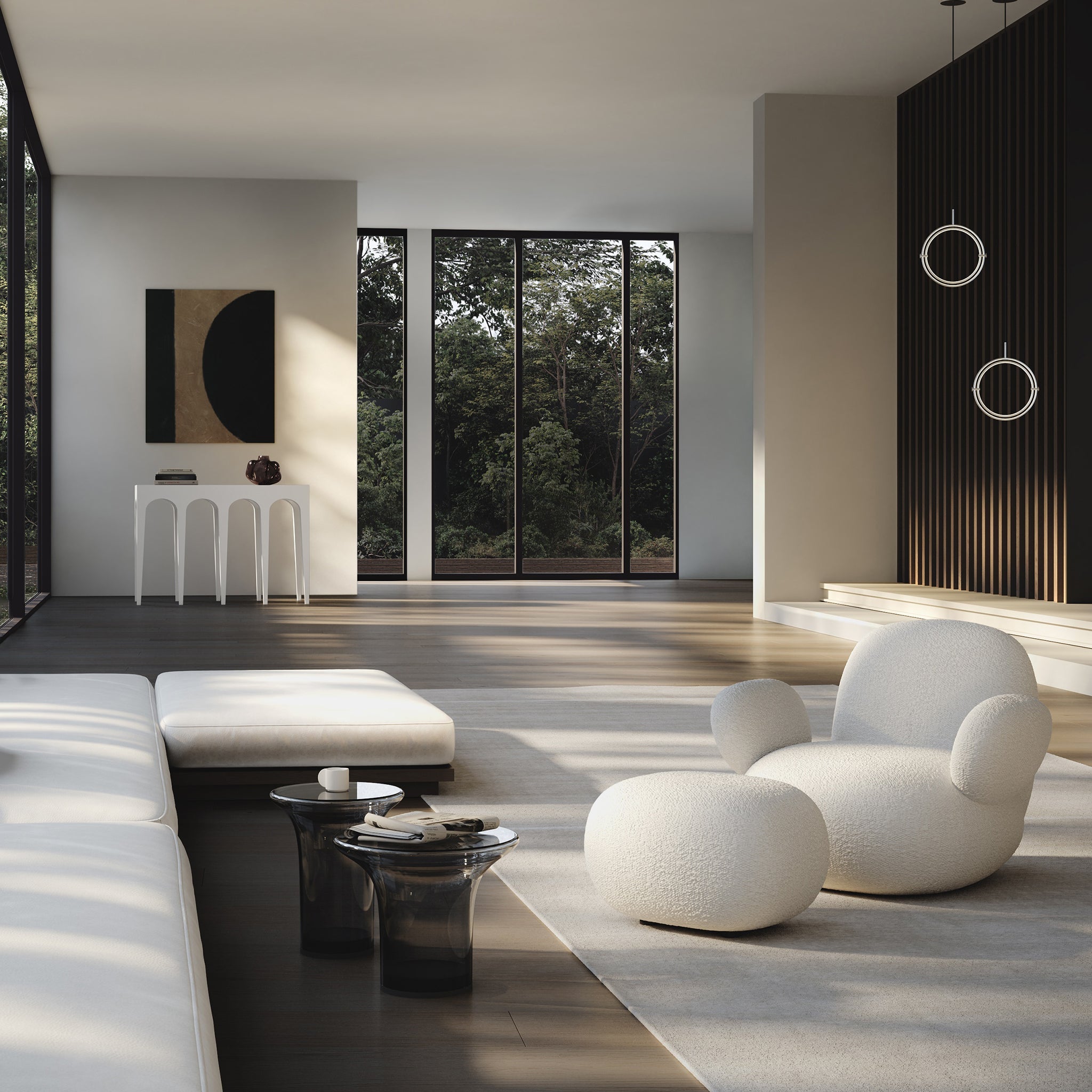 Toe Flat Beyaz Bukle Kollu Kumaş Tekli Koltuk