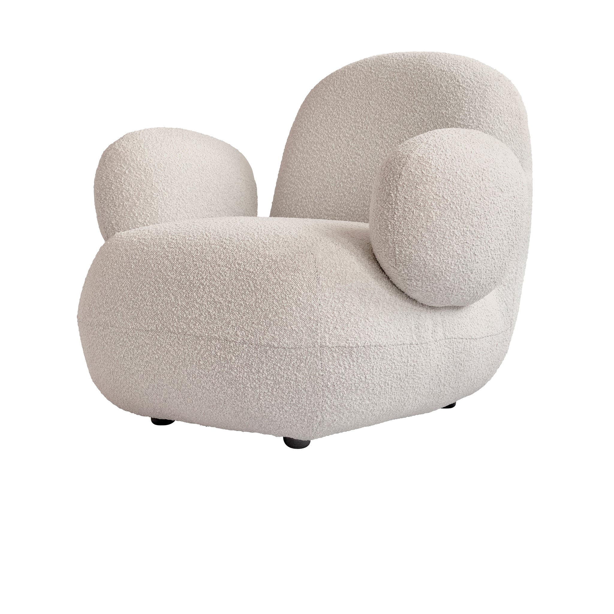 Toe Flat Beyaz Bukle Kollu Kumaş Tekli Koltuk