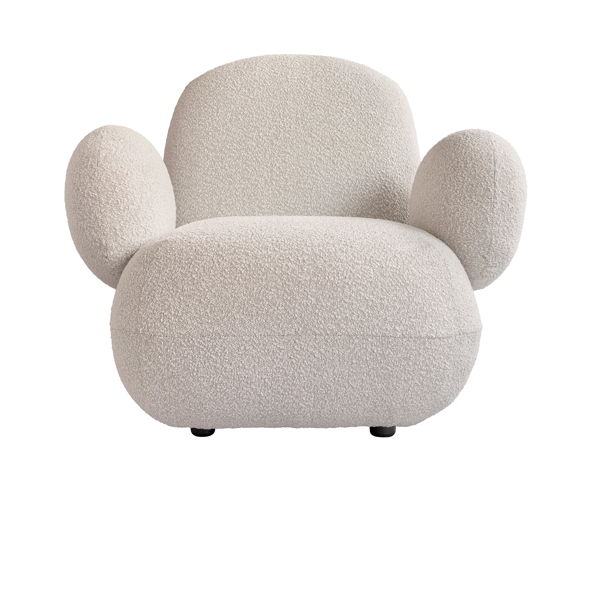 Toe Flat Beyaz Bukle Kollu Kumaş Tekli Koltuk