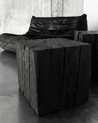Togo Bold Kütük Sehpa - Yakisugi El İşçiliği-Yan Sehpa-Atelier Do-45x45x45h-NowShopFun