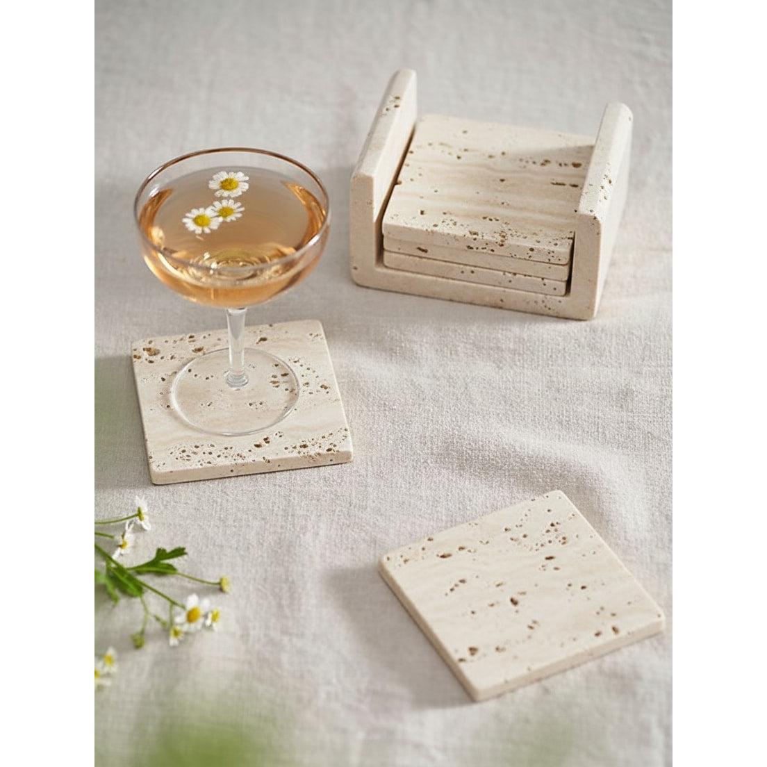 Traverten Bardak Altlığı (6'lı Set)