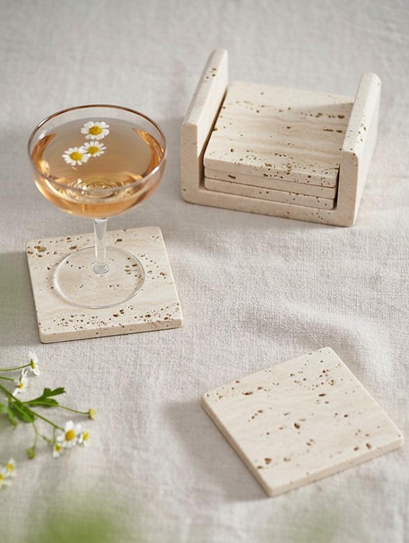 Traverten Bardak Altlığı (6'lı Set)