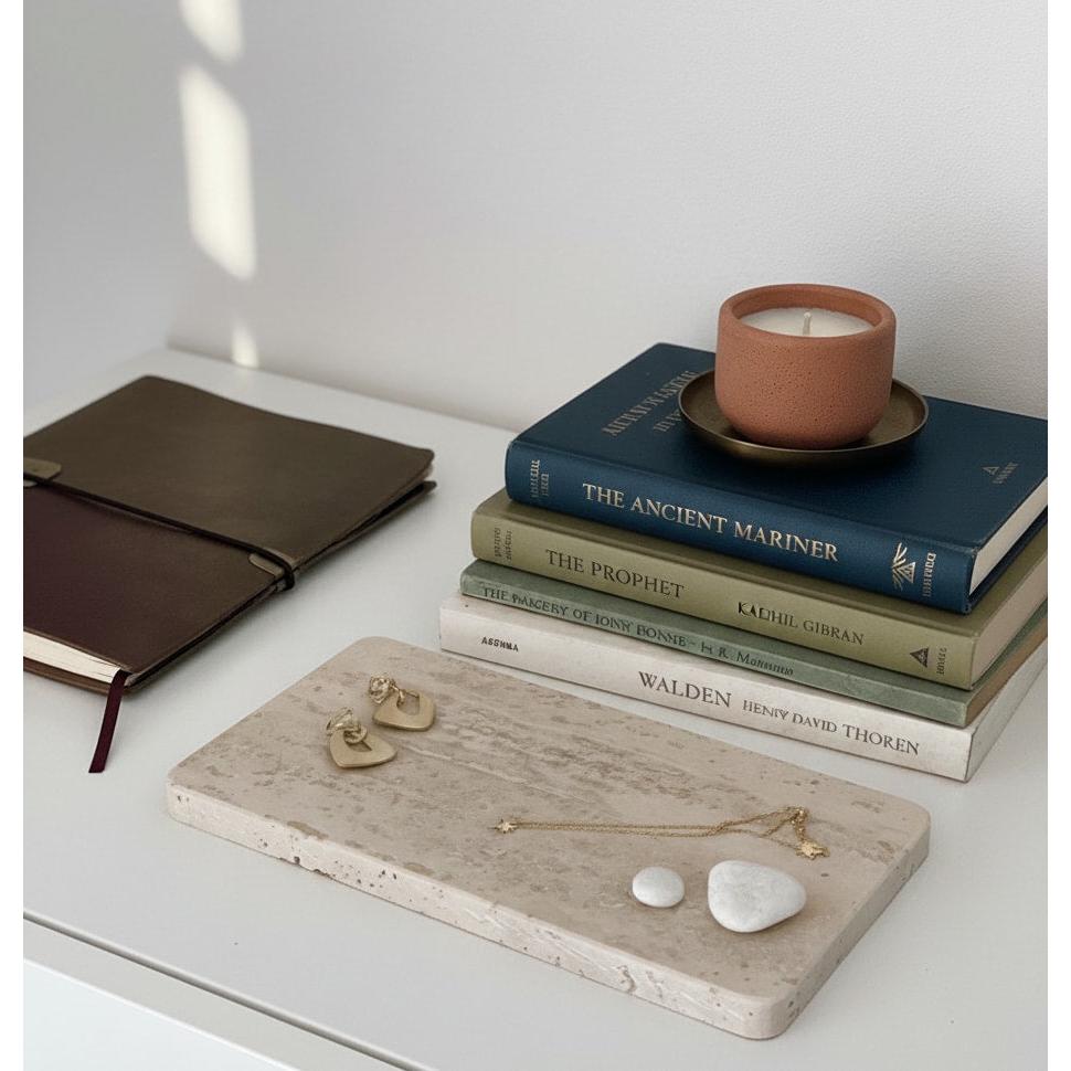 Traverten Düz Tepsi