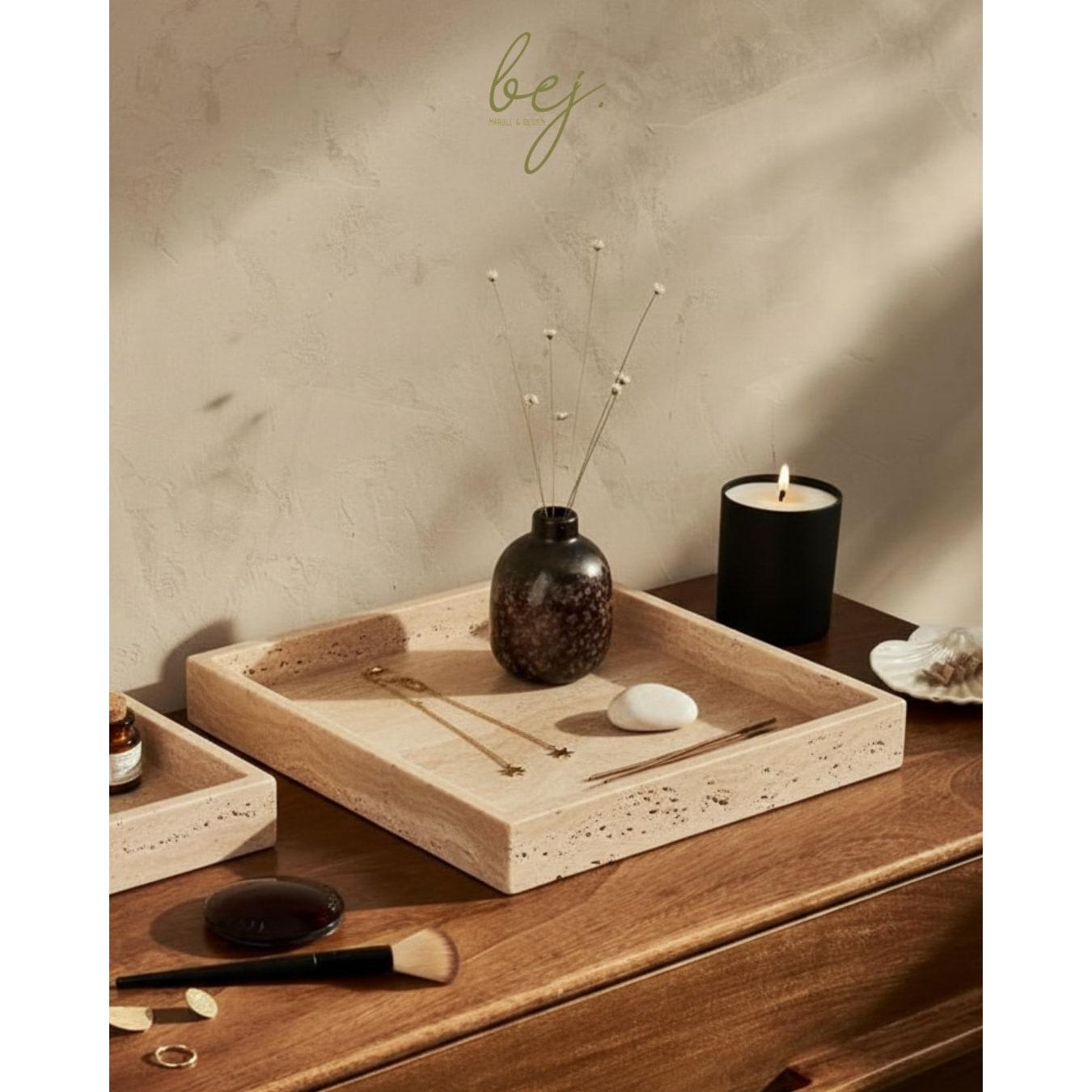 Traverten Kare Tepsi