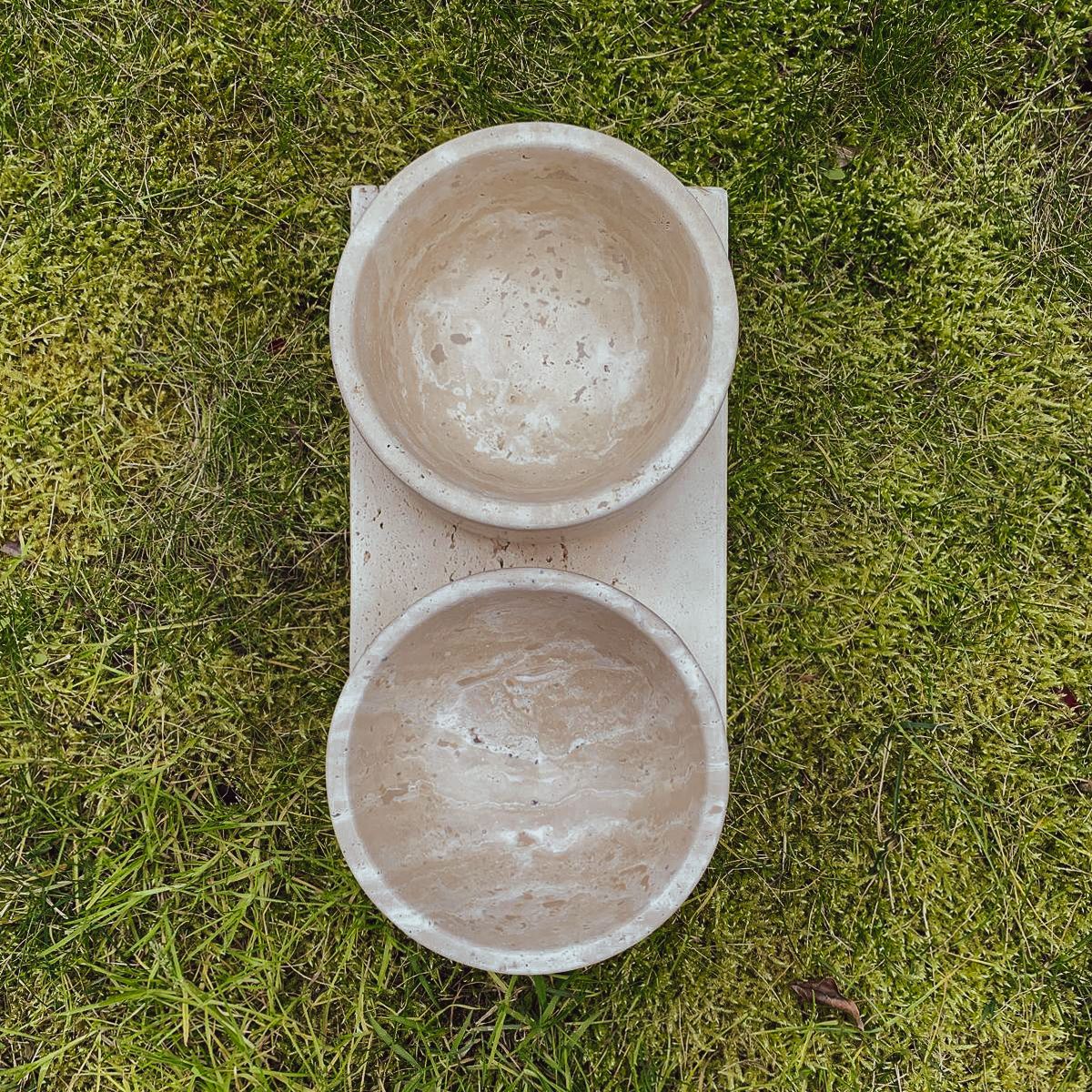 Traverten Kedi/Köpek Mama Ve Su Kabı