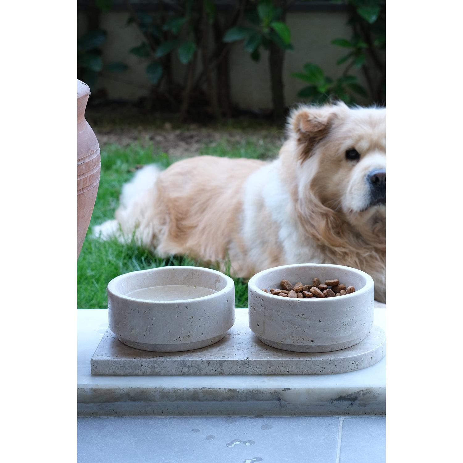 Traverten Kedi/Köpek Mama Ve Su Kabı