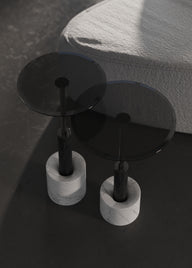 Tulia Solo Leylak Siyah Mermer Ayaklı Yan Sehpa-Yan Sehpa-Lucenti Design-NowShopFun