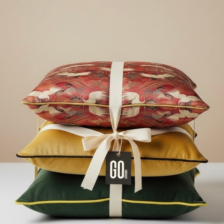 Turna Kuşu Parlak Kadife Kırlent Kılıfı