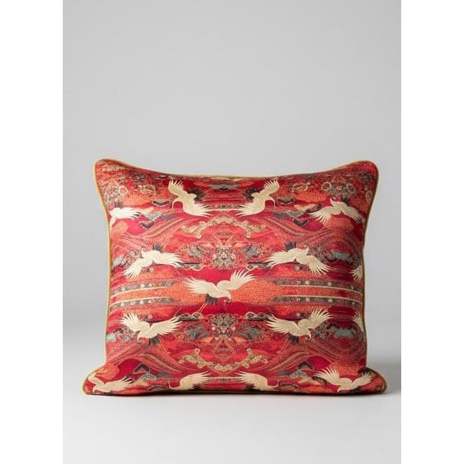 Turna Kuşu Parlak Kadife Kırlent Kılıfı