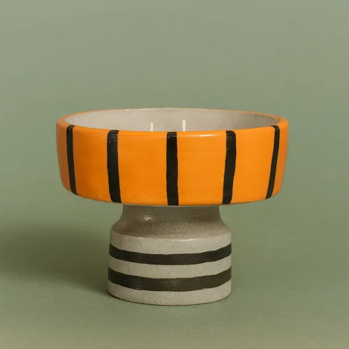 Turuncu Ayaklı Seramik Mum Kasesi