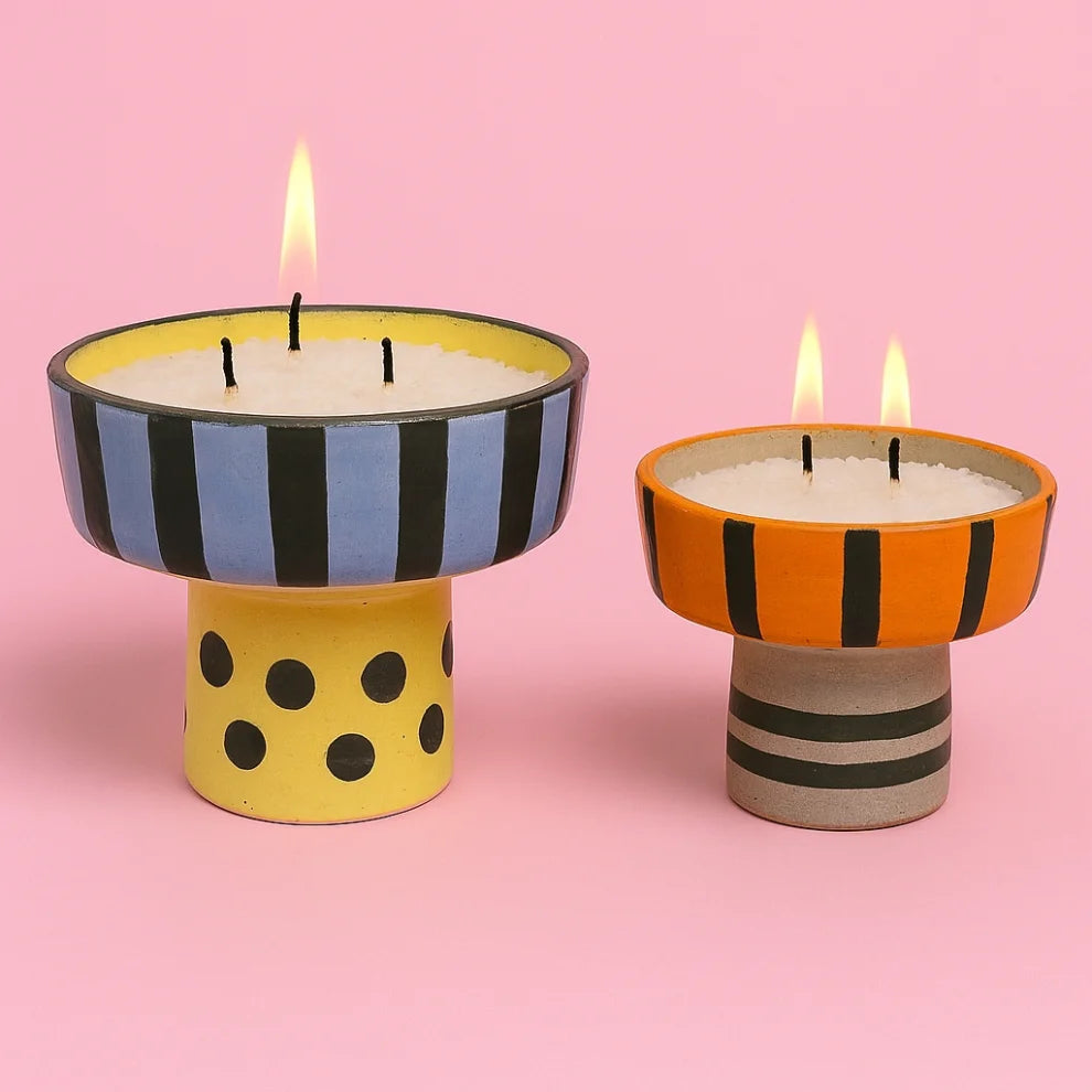 Turuncu Ayaklı Seramik Mum Kasesi