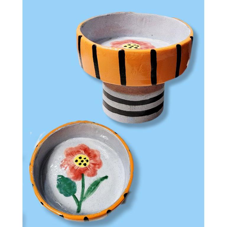 Turuncu Ayaklı Seramik Sunum Kasesi