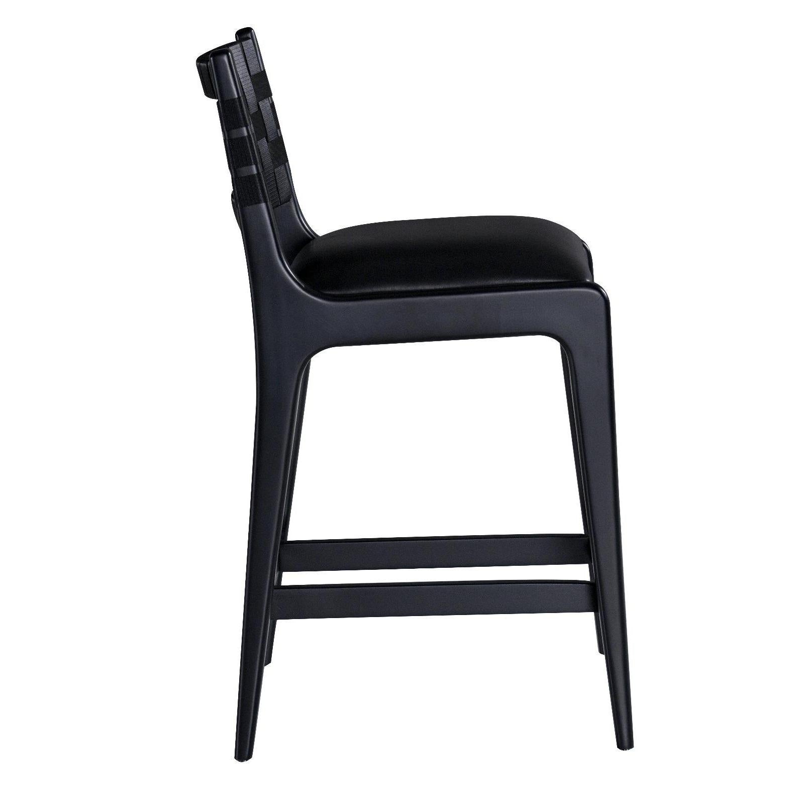 Una Siyah Deri Bar Sandalyesi