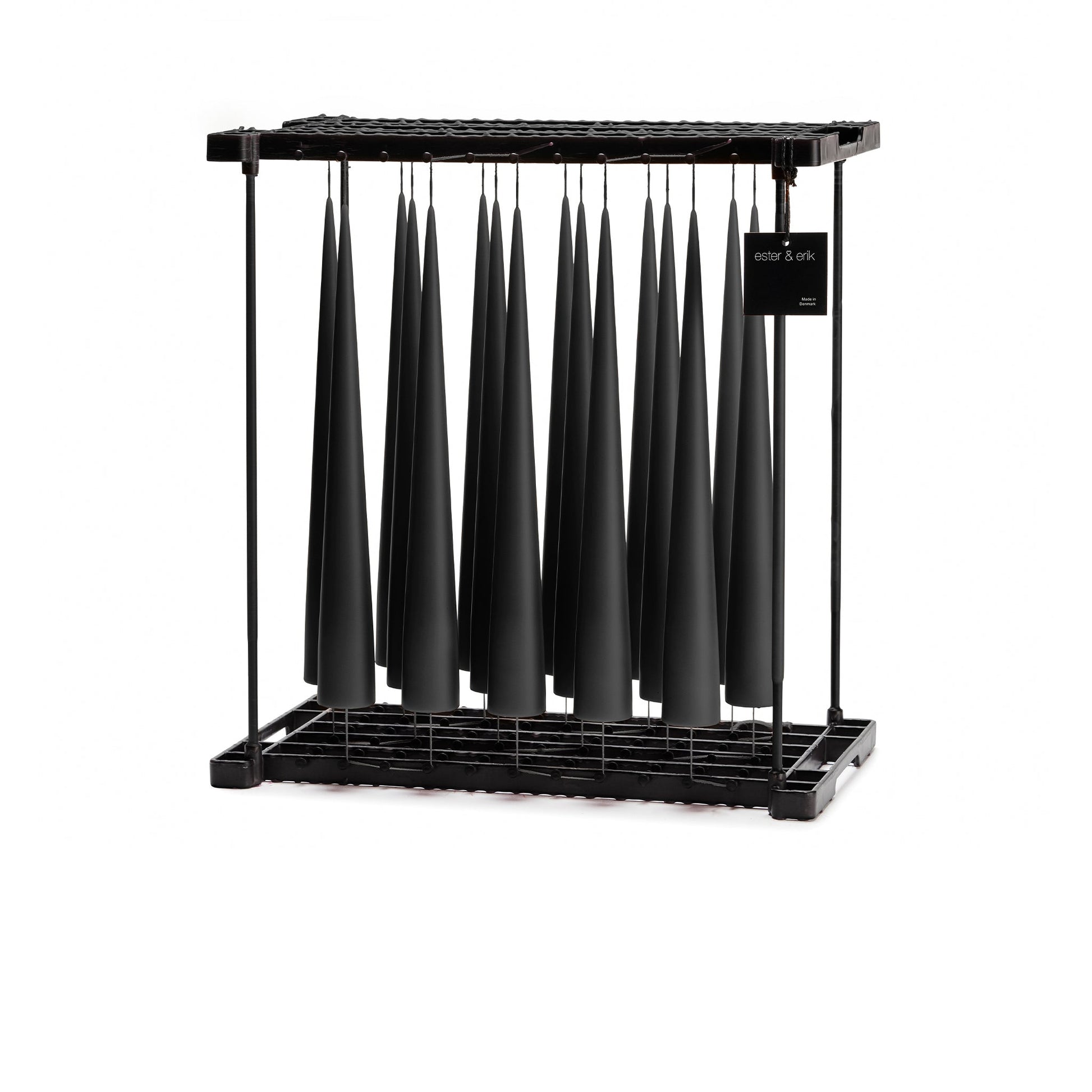 Velvet Matt Black Kokusuz 2'Li Kalın Konik Mum 37 Cm