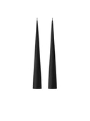 Velvet Matt Black Kokusuz 2'Li Kalın Konik Mum 37 Cm