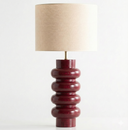 Wavy Ahşap Abajur Bordo