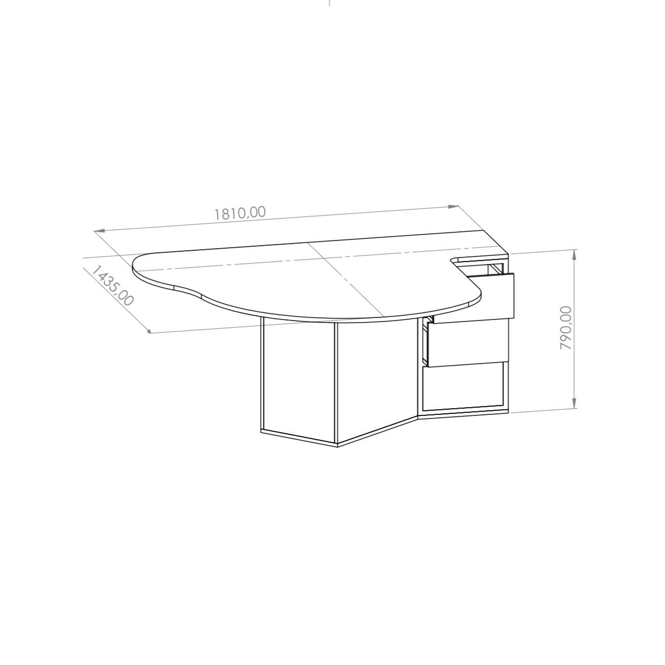 Wob - Tasarım Çekmeceli Çalışma Masası