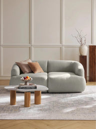 Wolke Modüler Kanepe – Keten Dokulu, 2-3 Kişilik-Koltuk-Innature Home-Açık Bej-NowShopFun
