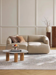 Wolke Modüler Kanepe – Keten Dokulu, 2-3 Kişilik-Koltuk-Innature Home-Açık Bej-NowShopFun