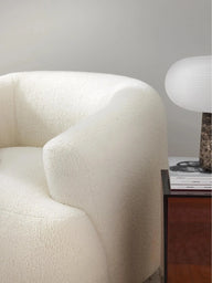 Wolke Tekli Koltuk - Oval Tasarım - İnce El İşçiliği-Berjer-Innature Home-Bukle - Açık Bej-NowShopFun