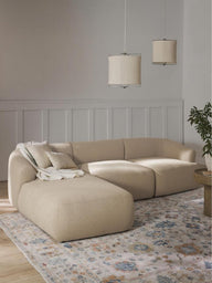 Wolke Yumuşak Oturumlu Modüler Köşe, Bukle (3-4 Kişilik)-Köşe Koltuk-Innature Home-Sağ Köşe-Bej-NowShopFun