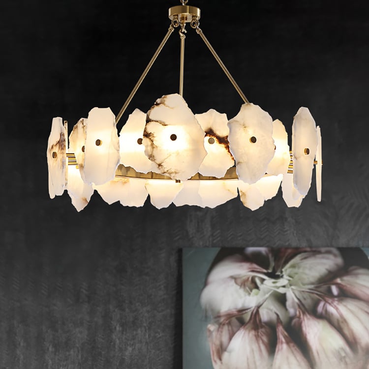 Yaprak Model Mermer Avize Aydınlatma