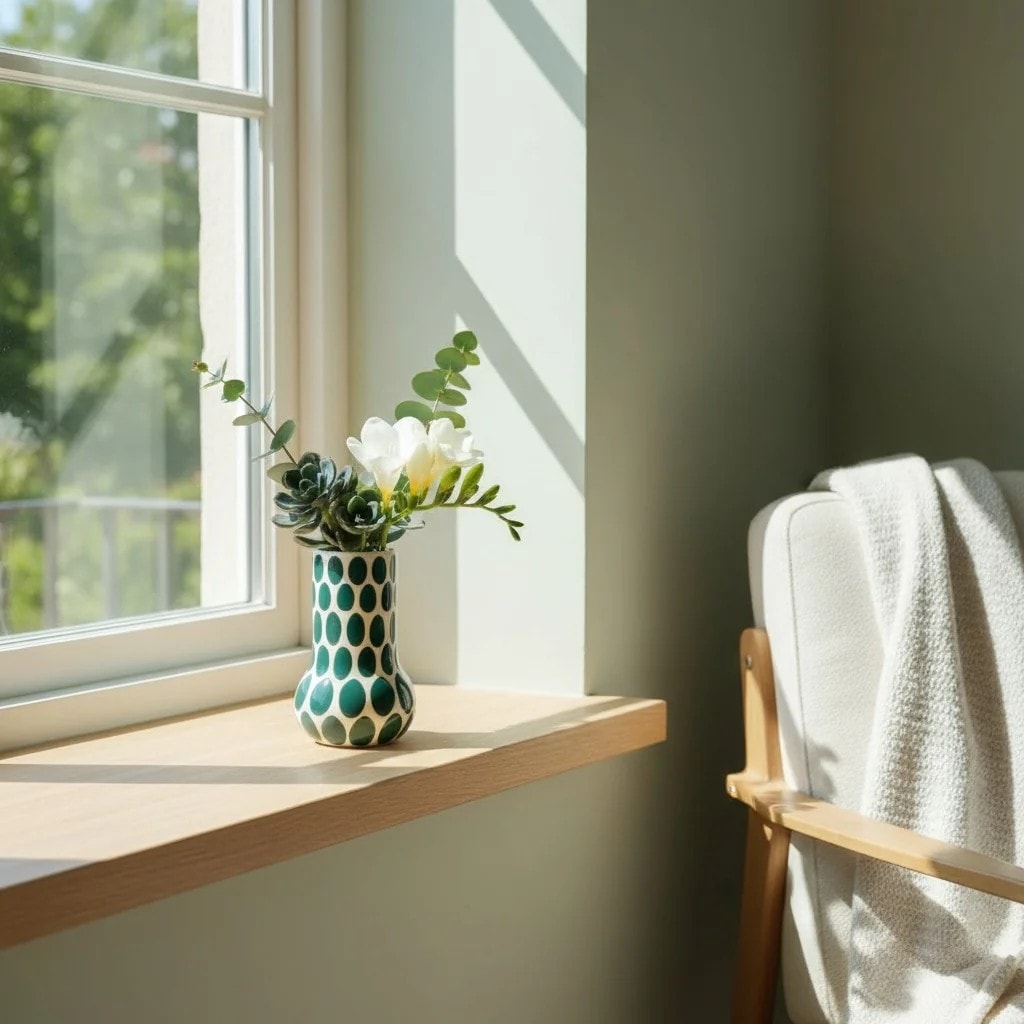 Yeşil Benkli Seramik Vazo