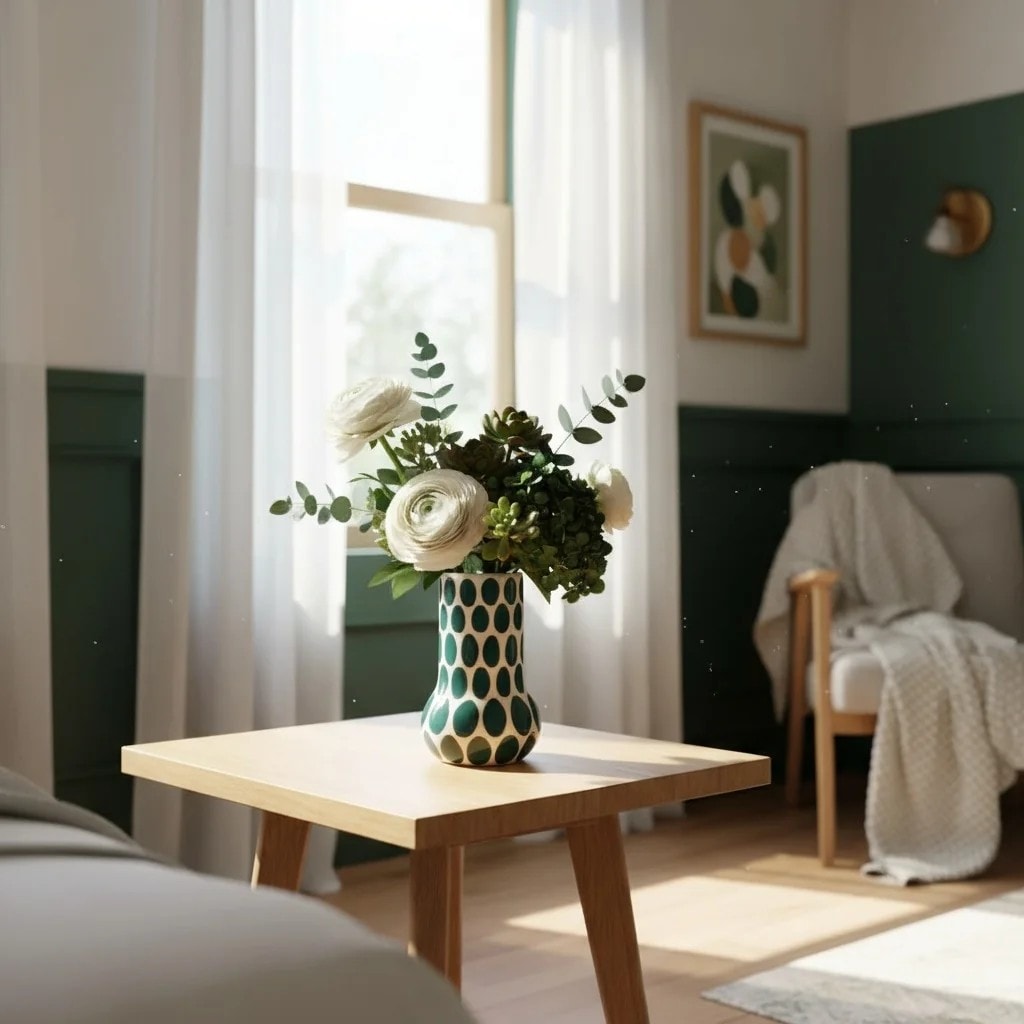 Yeşil Benkli Seramik Vazo