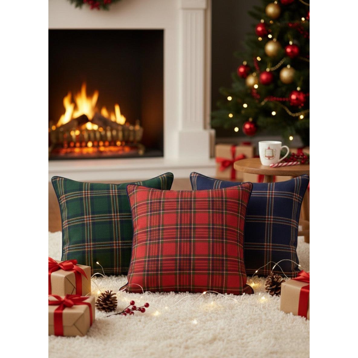 Yılbaşı Tartan Ekosesi Kırlent Kılıfı (2'li Set)