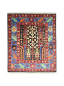 Yünden El Dokuma Hayat Ağacı Motifli Afgan Halısı 147x179 Cm