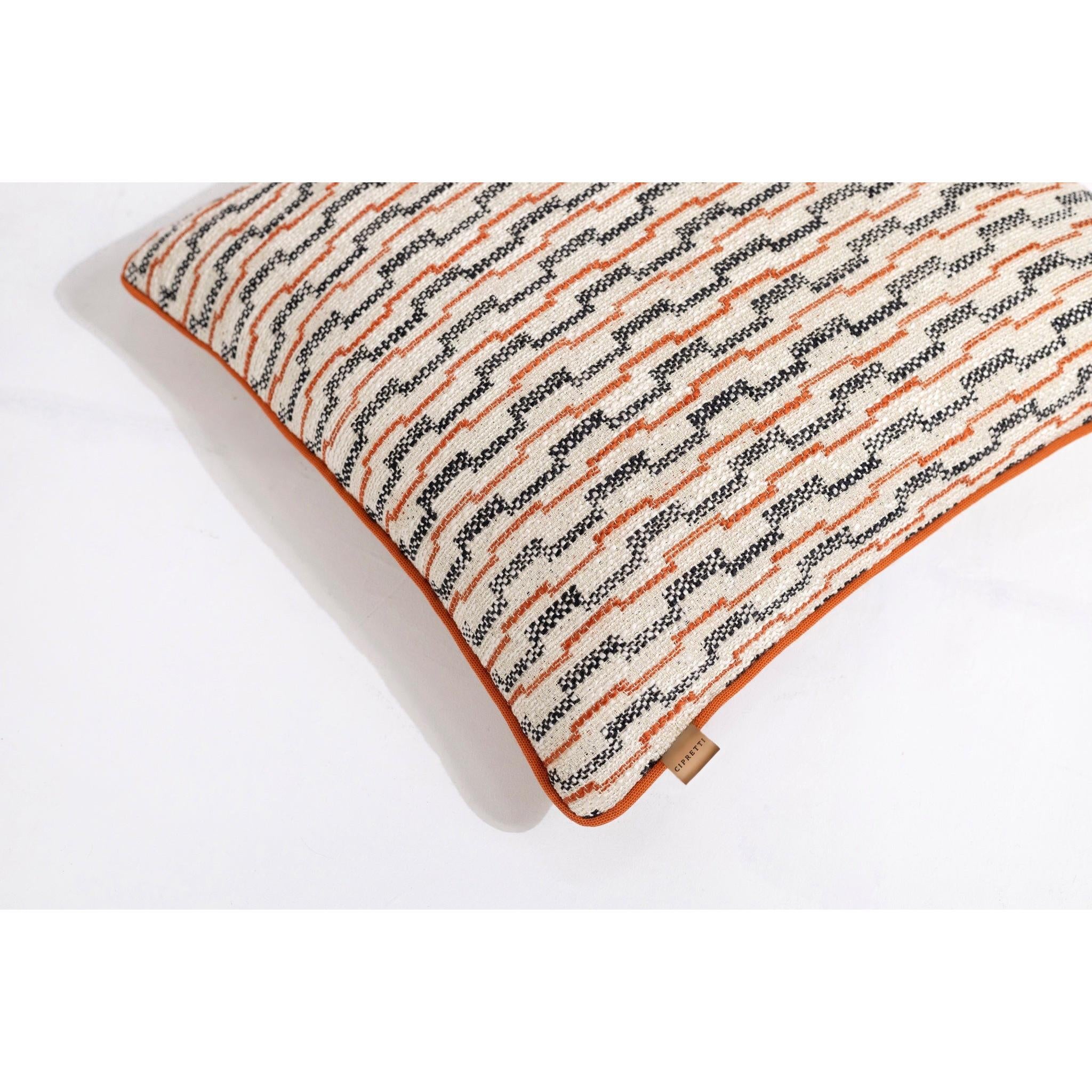 Zikzak Dokulu Turuncu Şönil Kırlent