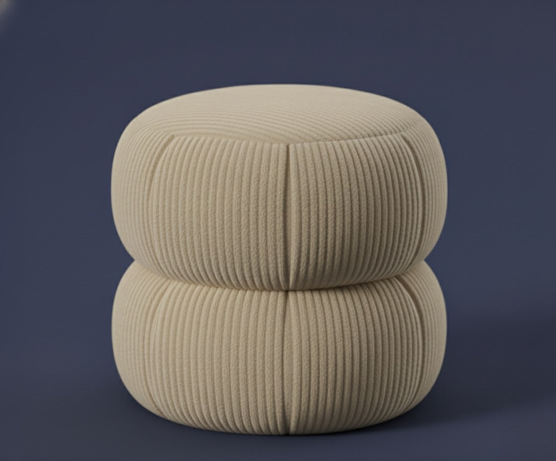 Ba'al Kadife Yuvarlak Puf/Tabure