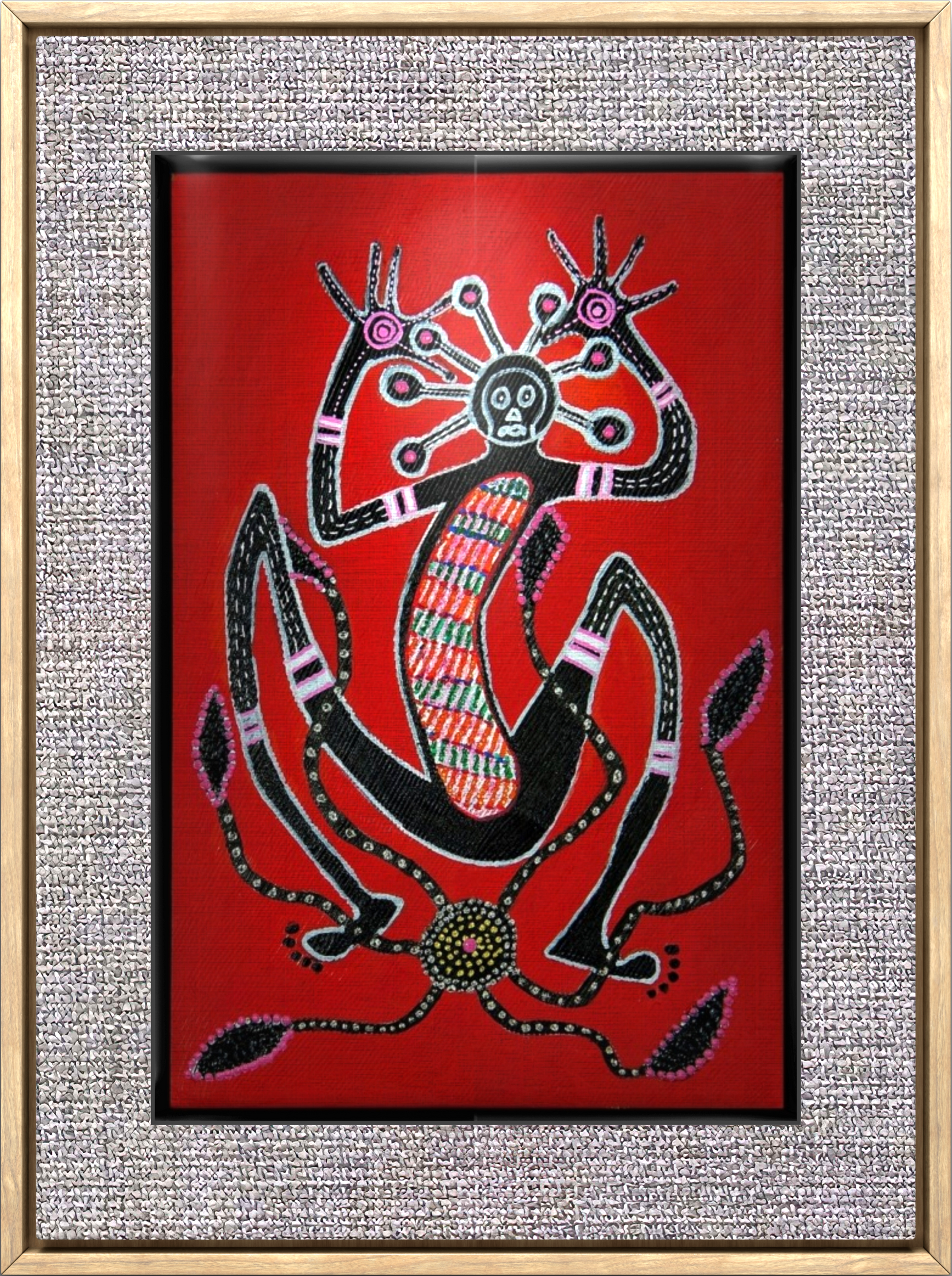 Aborjin Folk Tablo El Yapımı Ahşap Üzerine Akrilik Duvar Dekoru